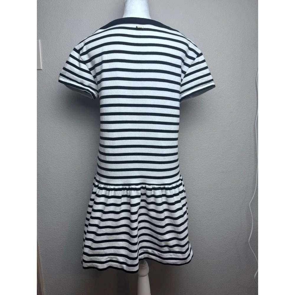 Kate Spade New York Black White Striped‎ Drop Waist Cotton Knit Dress Medium